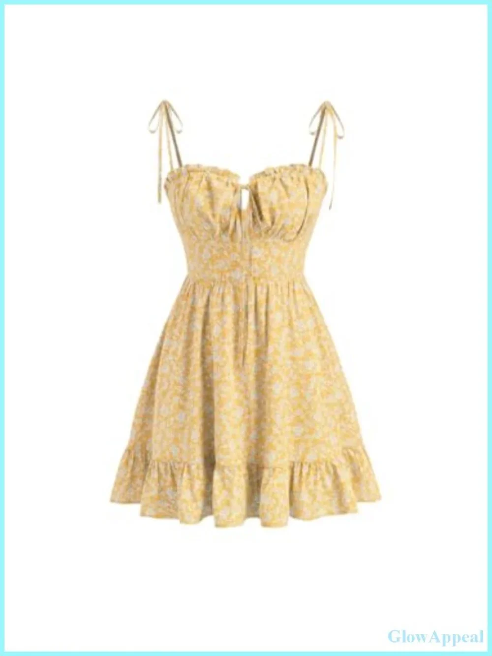 Floral Mini Sundress with Adjustable Tie Straps, Lightweight and High Stretch